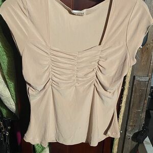 Elegant Ruched Blouse in Soft Beige